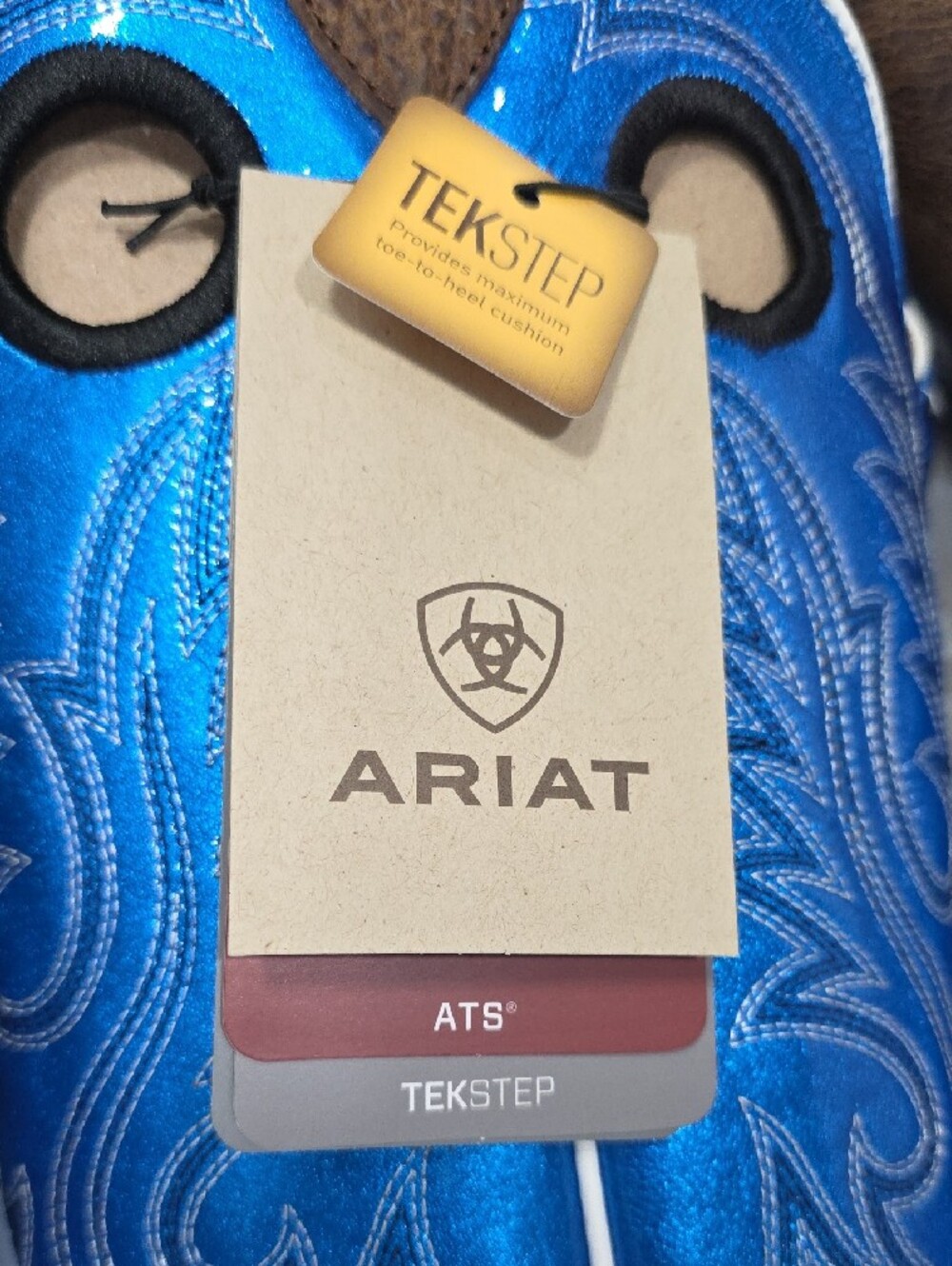 Ariat NIB Men's Size 11 EE Wide Ringer Western Boots Brown/Bright Blue TOBx - Picture 3 of 15
